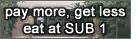 pay more, get less, eat at SUB 1
